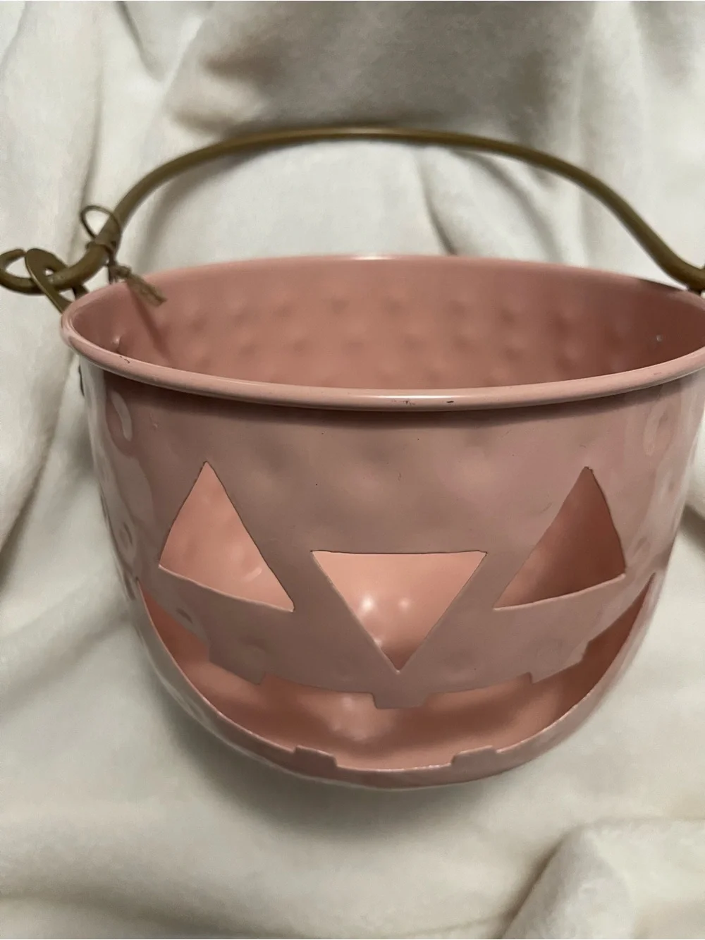 Pink Ceramic Jack-O'-Lantern Lantern